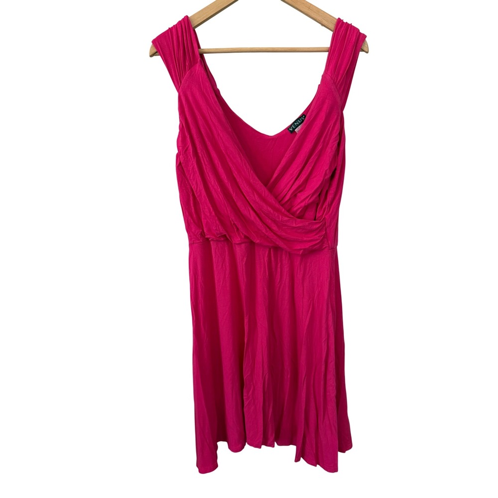 Venus Pink‎ Sleeveless Dress Ruched V Neck Cocktail Party Casual Womens XL